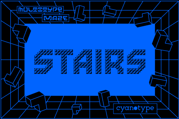 MultiType Maze Stairs: A Unique Pixel Font for Creative Projects